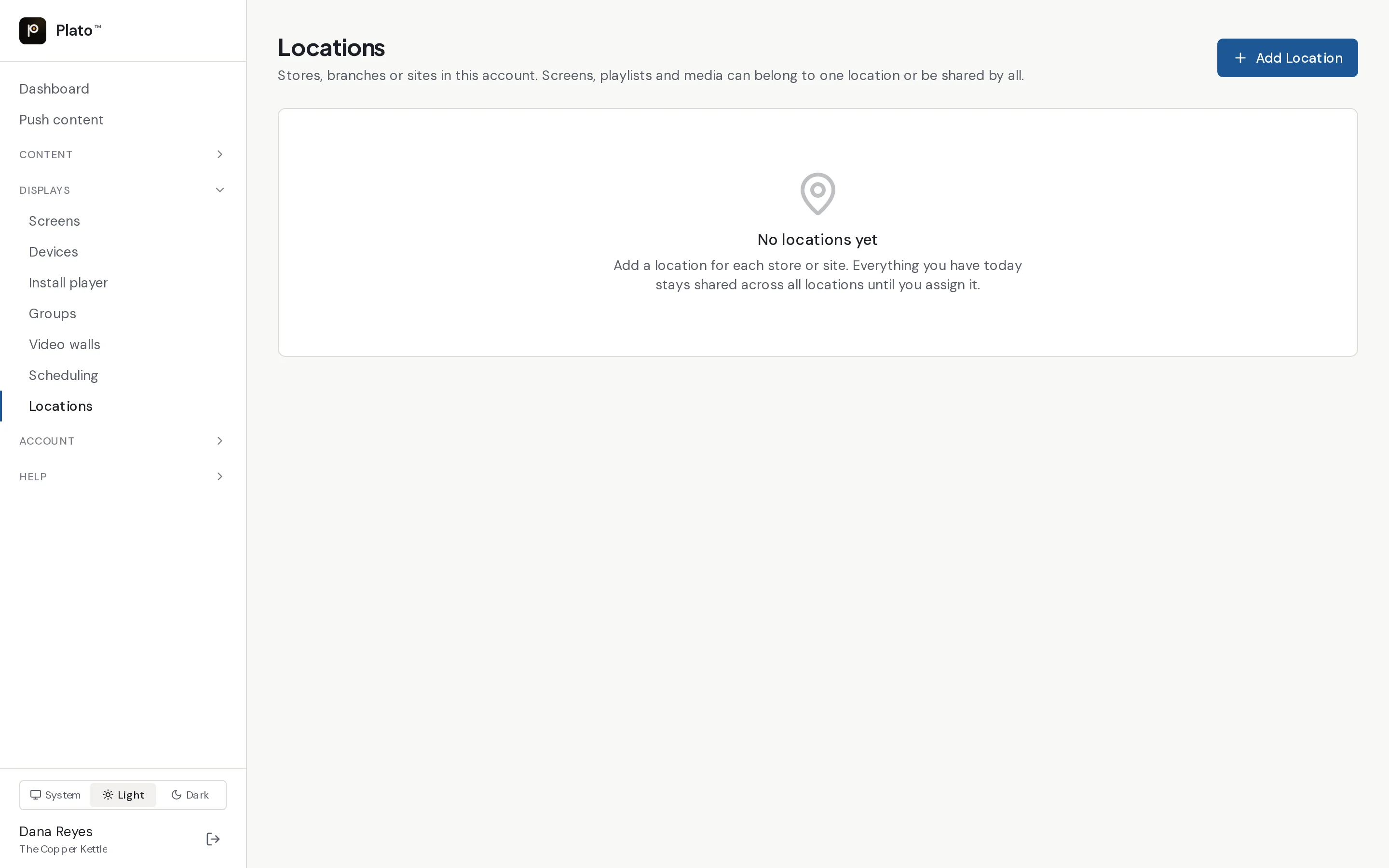 Locations page listing several branches