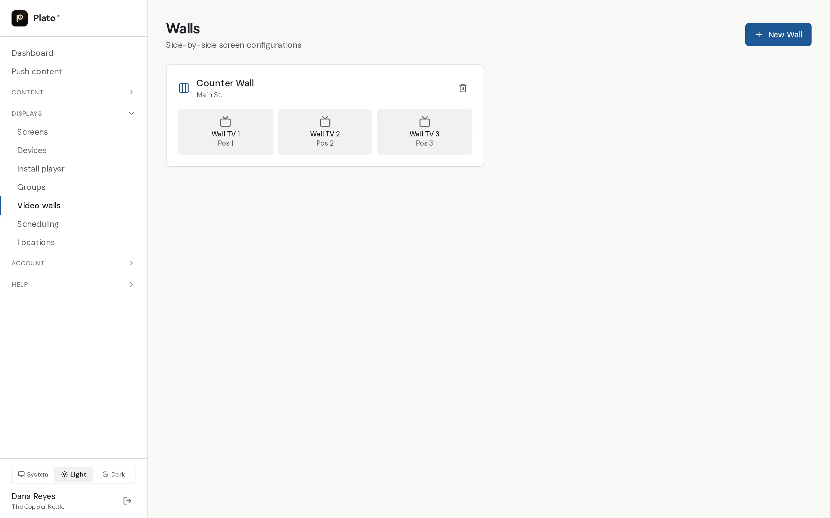 Video wall layout editor